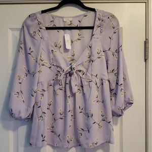 NWT Charming Charlie Lavender Floral Blouse